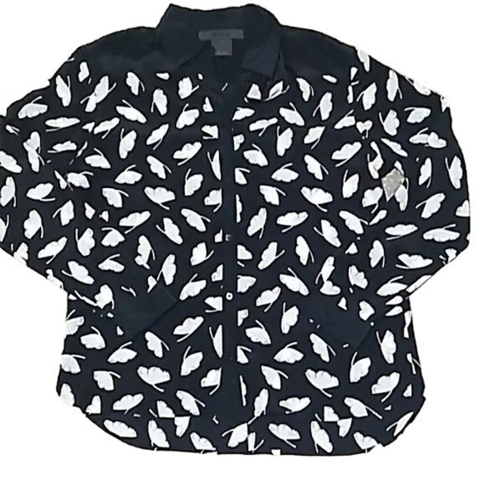 Miss Wu Black Silk Button Down Blouse